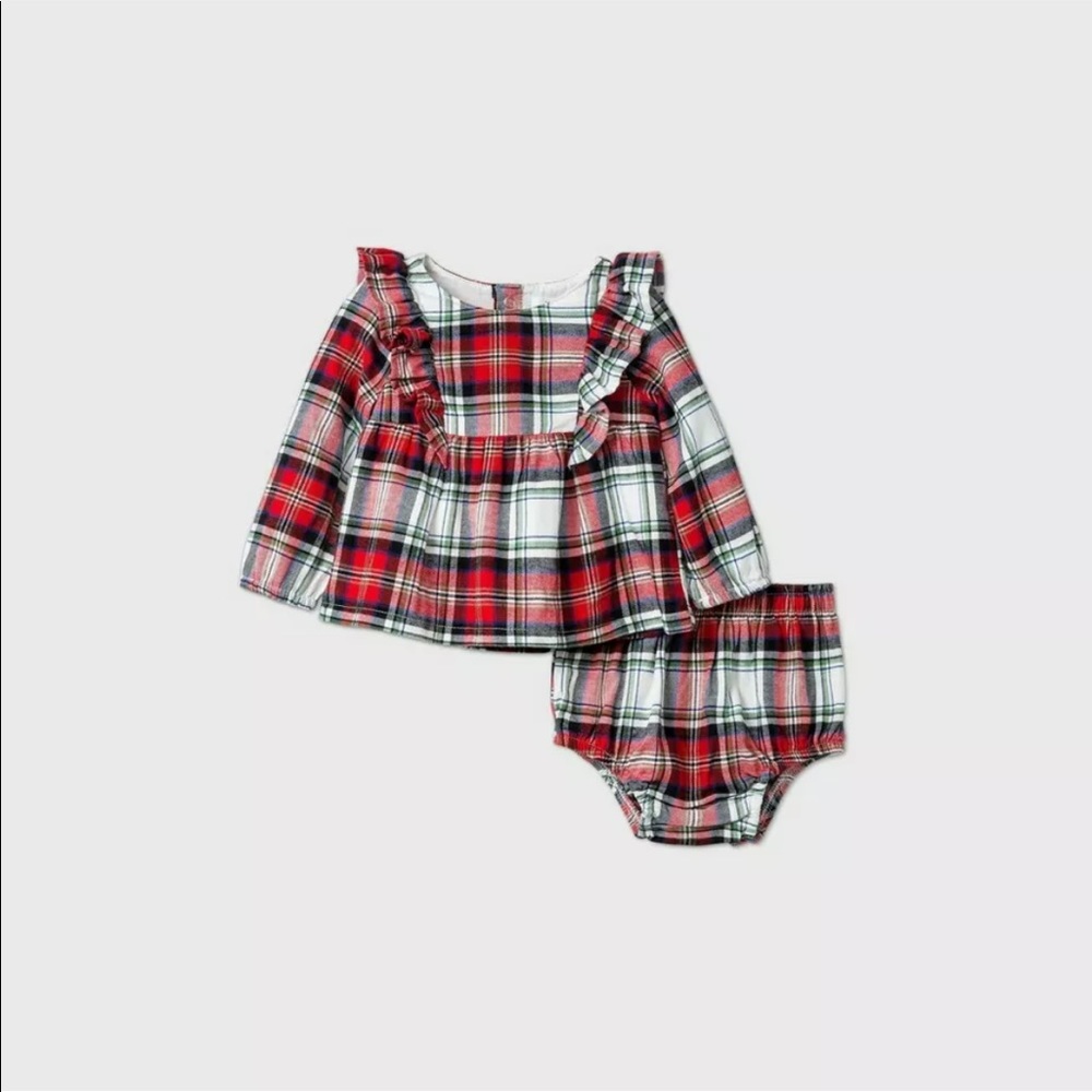 Long sleeve flannel top and bloomer set
